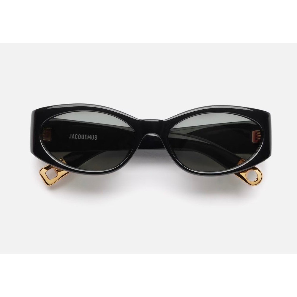 Jacquemus Sunglasses Black Acetate Oval Gold‎ Detail Women